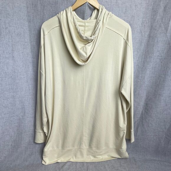 Fabletics Oversized Hooded Tunic Sweatshirt Cream Pale Yellow Women's Size L - Picture 2 of 9